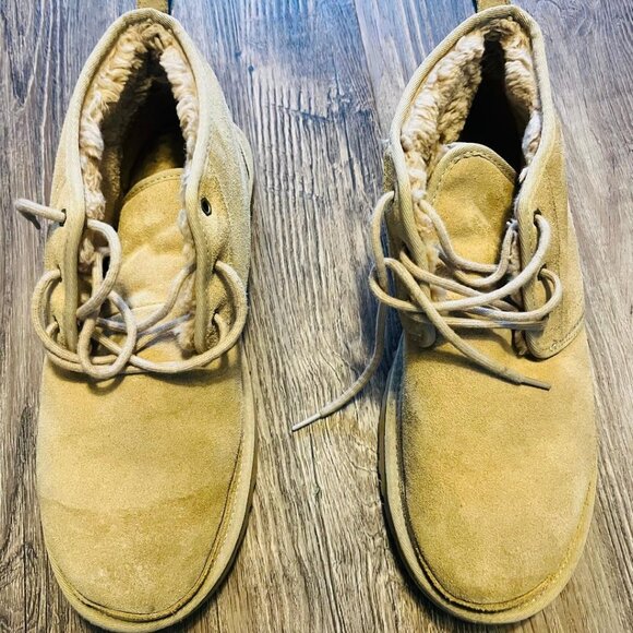 Ugg Burleigh Chukka Boots Men's Tan Suede UGG Plush SZ 14 - Picture 7 of 9